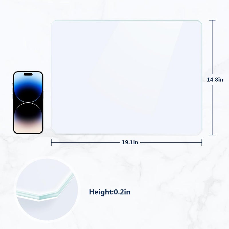 ryoko Tempered Glass Shelf - 19.1" L X 14.8" W Load by 44.1 Lbs, Original Glass Shelf of Glass Display Cabinet, Replaceable and Addable - Image 3